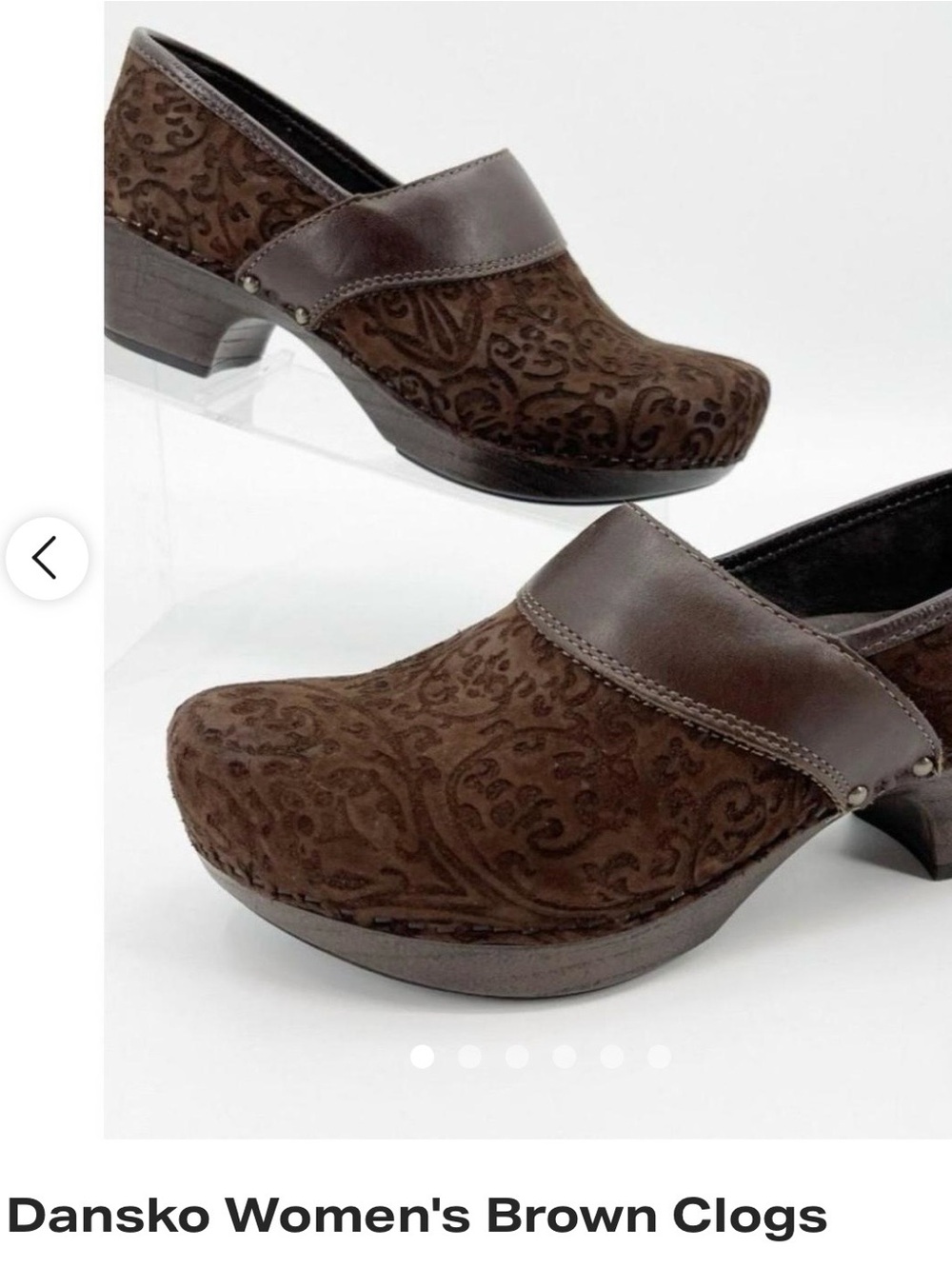 Dansko Brown Embossed Leather Clogs Sz 38